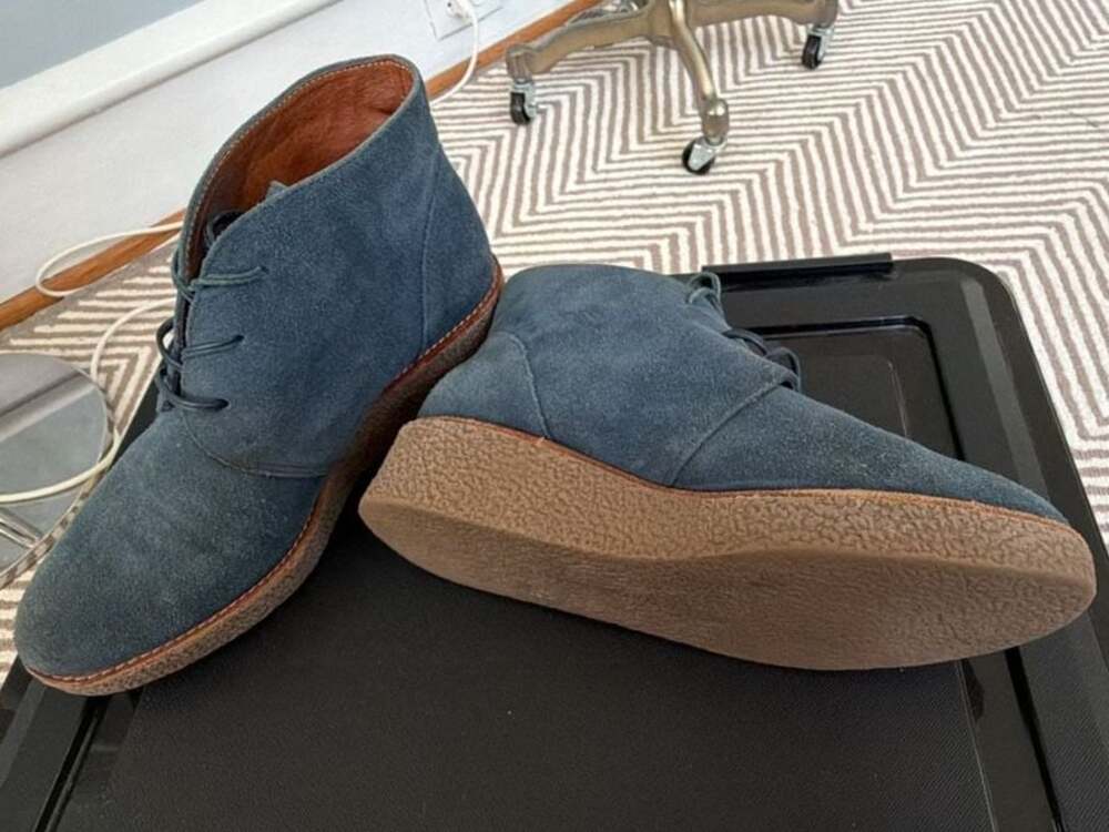 Rebecca Minkoff Blue Suede Leather Wedge Ankle Chukka Boots size 6.5